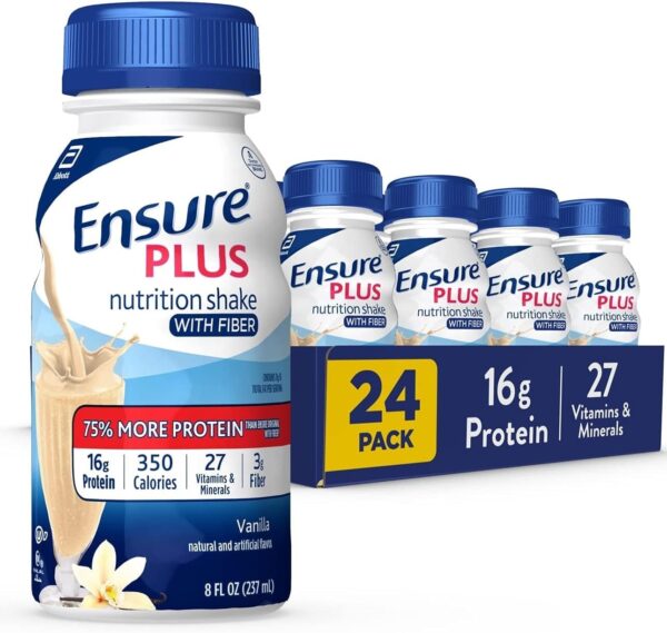 Ensure Plus Nutrition Shake With Fiber & Ensure Max Protein Nutrition Shake with 30g of Protein, 1g of Sugar, High Protein Shake, Milk Chocolate, 11 Fl Oz (Pack of 12), Liquid, Halal