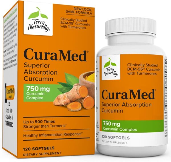 Terry Naturally CuraMed 750 mg Curcumin Complex – 30 Softgels – Superior Absorption BCM-95 – Non-GMO, Gluten Free, Halal – 30 Servings