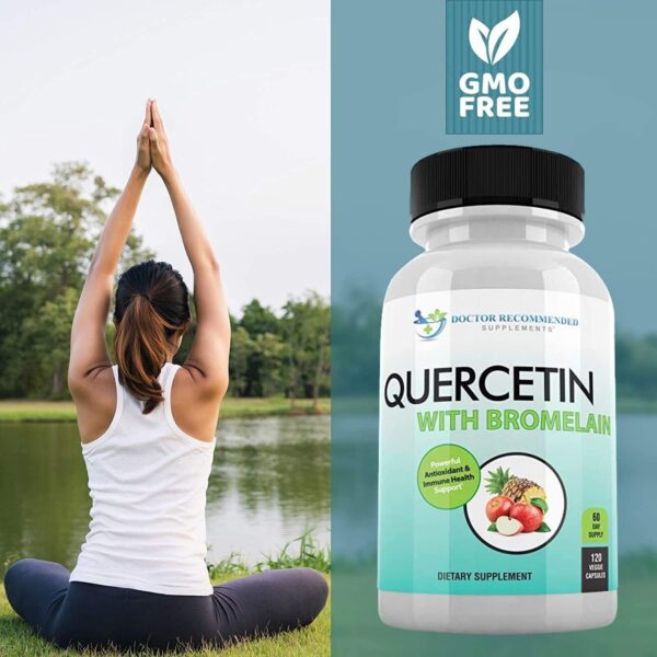 DOCTOR RECOMMENDED SUPPLEMENTS Quercetin 800mg w/Bromelain 165mg Per Serving- 120 Veggie Capsules-Full 60 Day Supply, Vitamin Supplement to Support & Bioflavonoids, Gluten Free, Non-GMO