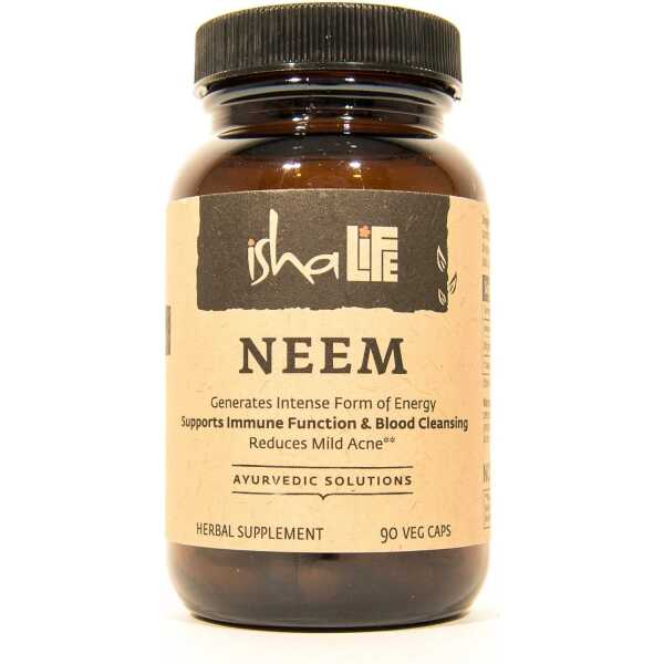 ISHA Organic Neem Supplement — Natural Ayurvedic Herbal Cleanser and Purifier: Boosts Immunity – 90 Vegetarian Capsules, 900 mg Each