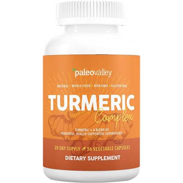 Paleovalley – Organic Turmeric Complex – Full Spectrum Organic Turmeric with Health-Supportive Superfoods – 56 Vegetarian Capsules – Support Joints, Immunity, Brain and Heart Health