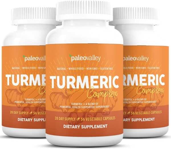 Paleovalley – Organic Turmeric Complex – Full Spectrum Organic Turmeric with Health-Supportive Superfoods – 56 Vegetarian Capsules – Support Joints, Immunity, Brain and Heart Health