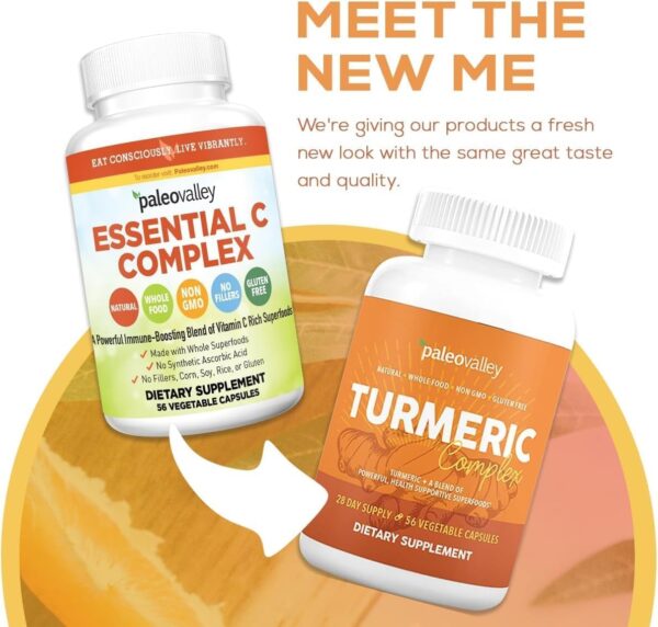 Paleovalley – Organic Turmeric Complex – Full Spectrum Organic Turmeric with Health-Supportive Superfoods – 56 Vegetarian Capsules – Support Joints, Immunity, Brain and Heart Health