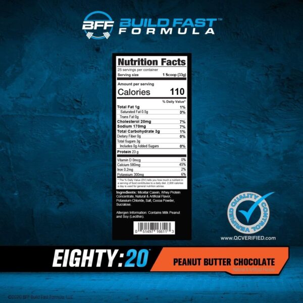 Eighty:20 Protein Powder Casein & Whey Blend | Fast & Slow Digesting Proteins for 6 Hours Muscle Protein Synthesis for Men & Women | Keto Friendly & Great Tasting (Chocolate Lava Cake)