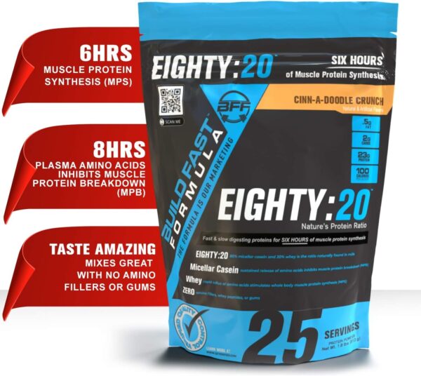 Eighty:20 Protein Powder Casein & Whey Blend | Fast & Slow Digesting Proteins for 6 Hours Muscle Protein Synthesis for Men & Women | Keto Friendly & Great Tasting (Chocolate Lava Cake)