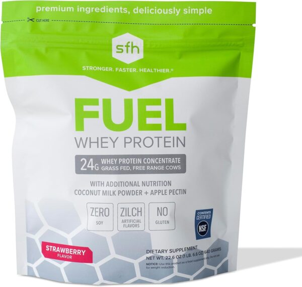 SFH Fuel Whey Protein Powder Great Tasting Grass Fed Whey | MCTs & Fiber for Energy | All Natural | Soy Free, Gluten Free, No RBST, No Artificial Flavors (Coconut (10 Pack))