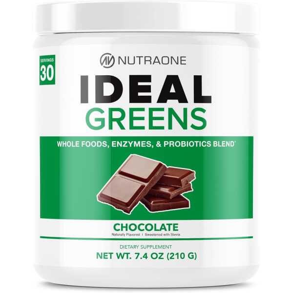 NutraOne Ideal Greens Antioxidant and Nutrient-Rich Superfood Greens Powder Supplement (Chocolate- 30 Servings)