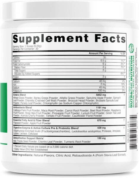 NutraOne Ideal Greens Antioxidant and Nutrient-Rich Superfood Greens Powder Supplement (Chocolate- 30 Servings)