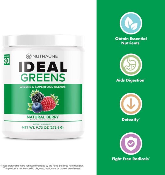 NutraOne Ideal Greens Antioxidant and Nutrient-Rich Superfood Greens Powder Supplement (Chocolate- 30 Servings)