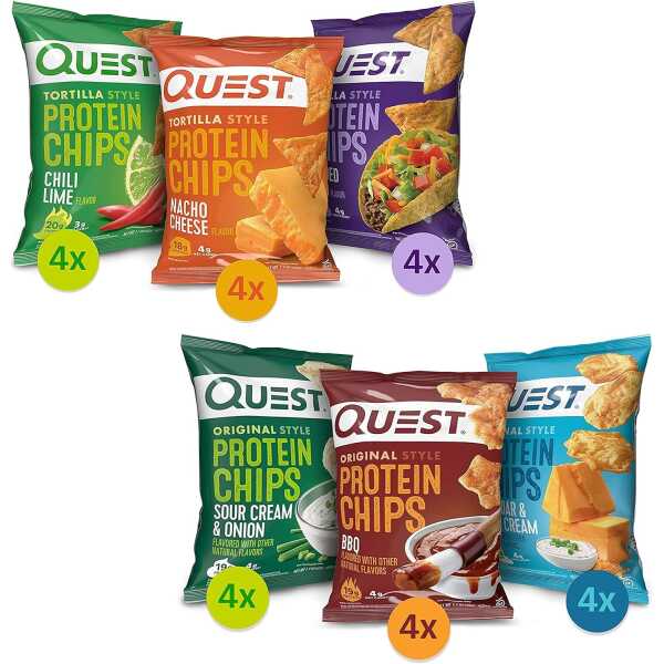 Quest Nutrition Protein Chips Variety Pack Bundle, High Protein, Low Carb, 24 Count