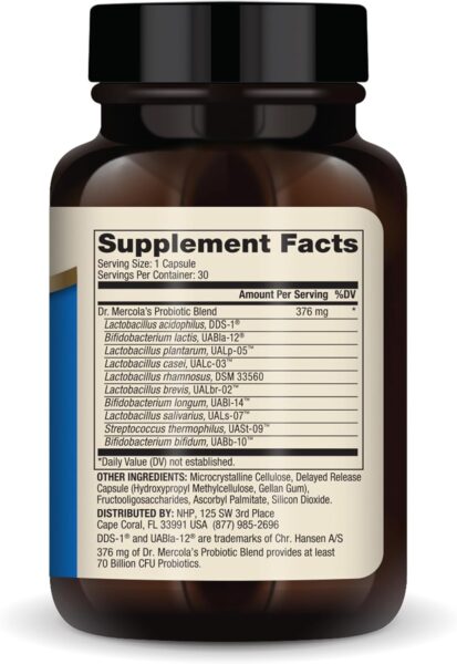 Dr. Mercola Complete Probiotics 70 Billion CFU, 30 Servings (30 Capsules), Dietary Supplement, Supports Digestive Health, Non GMO, NSF Certified