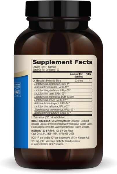 Dr. Mercola Complete Probiotics 70 Billion CFU, 30 Servings (30 Capsules), Dietary Supplement, Supports Digestive Health, Non GMO, NSF Certified