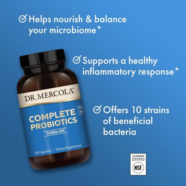 Dr. Mercola Complete Probiotics 70 Billion CFU, 30 Servings (30 Capsules), Dietary Supplement, Supports Digestive Health, Non GMO, NSF Certified