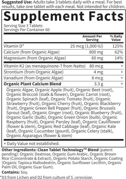 Garden of Life mykind Organics Plant Calcium Supplement Made from Whole Foods with Magnesium, Vitamin D as D3, and Vitamin K as MK7 for Bone Health, Teeth & Joint Support, Gluten-Free – 60 Day Count