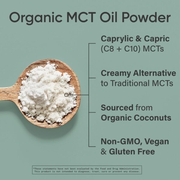 Sports Research Organic MCT Oil Powder – Keto & Vegan MCTs C8, C10 from Coconuts – Fatty Acid Brain & Body Fuel, Non-GMO & Gluten Free – Unflavored, Perfect in Coffee, Tea & Protein Shakes – 10.6 oz