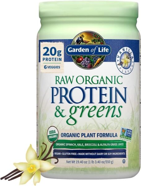Garden of Life Raw Organic Protein & Greens – Chocolate – Vegan Protein Powder for Women and Men, Plant Protein, Pea Protein, Greens & Probiotics – Dairy Free, Gluten Free Low Carb Shake, 20 Servings