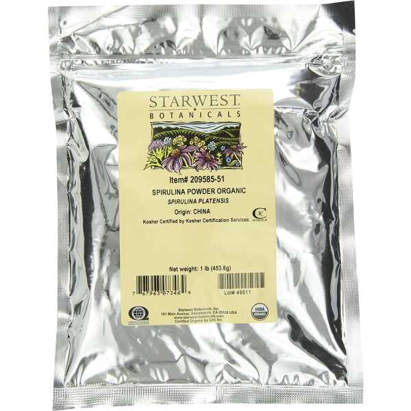 Starwest Botanicals Certified Organic Spirulina Powder, 1-Pound Bulk Bag