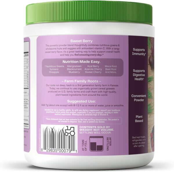 Amazing Grass Greens Superfood Antioxidant: Greens Powder with Organic Spirulina, Beet Root Powder, Elderberry & Probiotics, Sweet Berry, 30 Servings (Packaging May Vary)