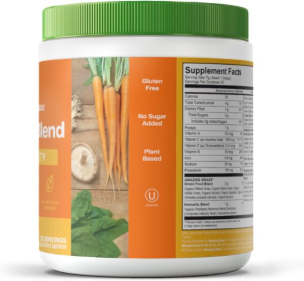 Amazing Grass Greens Superfood for Immune Support: Greens Powder with Organic Spirulina, Chlorella, Beet Root Powder, Digestive Enzymes & Probiotics, Tangerine, 30 Servings