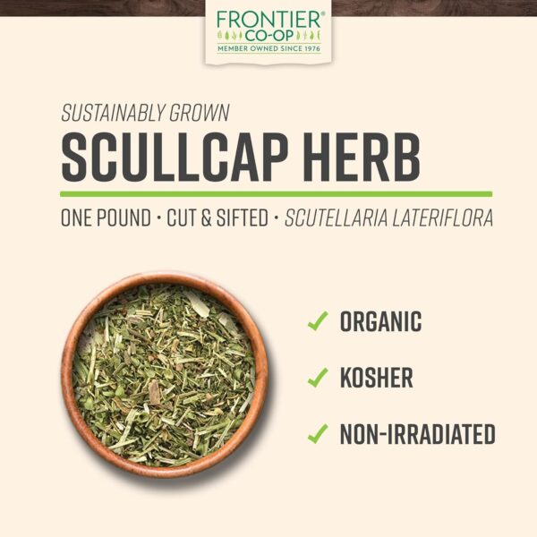 Frontier Co-op Organic Scullcap Herb Cut & Sifted Certified Organic Herbal Supplement 1lb – Skullcap Herb for Tincture, Tea, Supplement