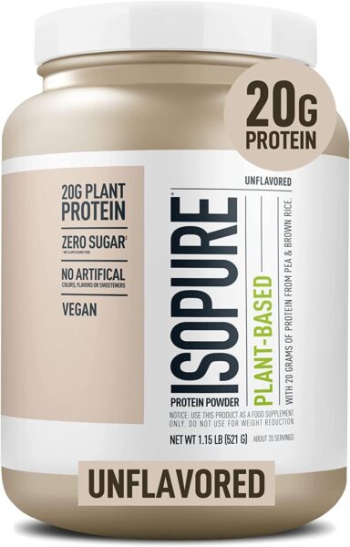 Isopure Chocolate Vegan Protein Powder, with Monk Fruit Sweetener & Amino Acids, Post Workout Recovery, Sugar Free, Plant Based, Organic Pea Protein, Dairy Free, 20 Servings (Packaging May Vary)