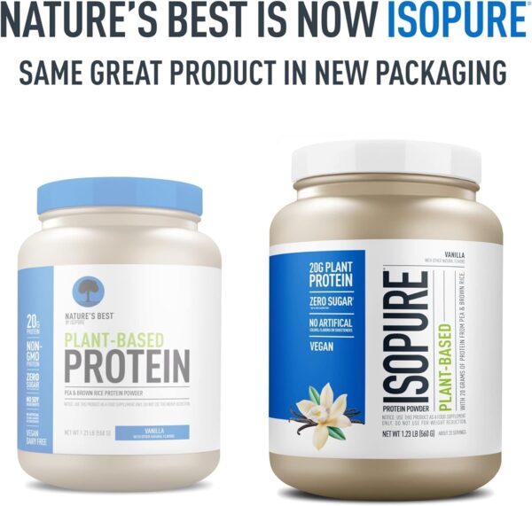 Isopure Chocolate Vegan Protein Powder, with Monk Fruit Sweetener & Amino Acids, Post Workout Recovery, Sugar Free, Plant Based, Organic Pea Protein, Dairy Free, 20 Servings (Packaging May Vary)