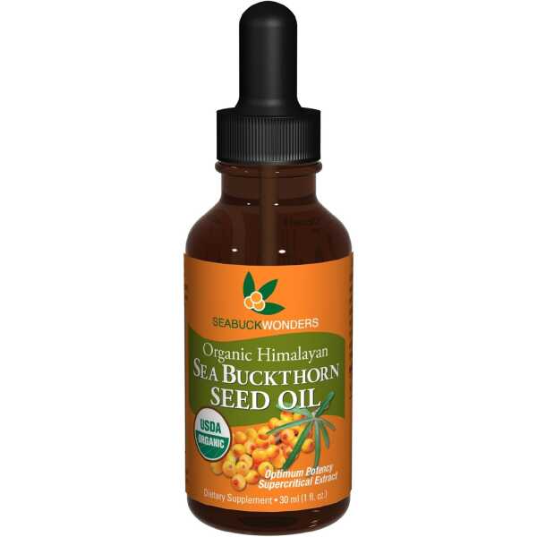 Sea Buckthorn Seed Oil,100% Certified Organic, 1 FL OZ