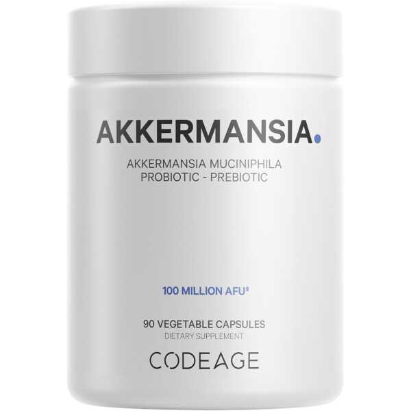 Codeage Akkermansia Muciniphila Probiotic Supplement – 3-Month Supply of Akkermansia Probiotic & Chicory Inulin – Daily Synbiotic Probiotic Chicory Root – 100 Million AFUs – Gluten-Free – 90 Capsules