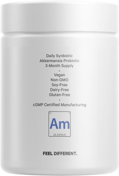 Codeage Akkermansia Muciniphila Probiotic Supplement – 3-Month Supply of Akkermansia Probiotic & Chicory Inulin – Daily Synbiotic Probiotic Chicory Root – 100 Million AFUs – Gluten-Free – 90 Capsules