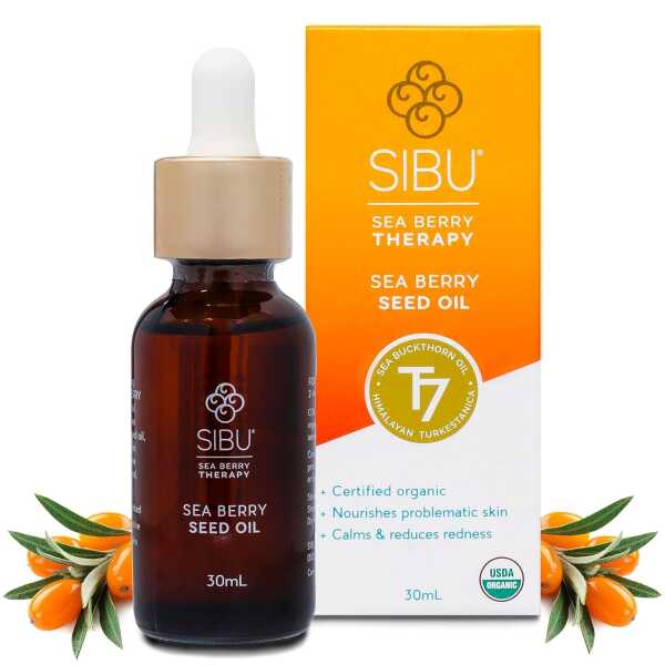 Sibu Premium Himalayan Sea Buckthorn Seed Oil, USDA Organic (30ml) – Amazing for Sensitive Skin, Breakouts, & Irritation