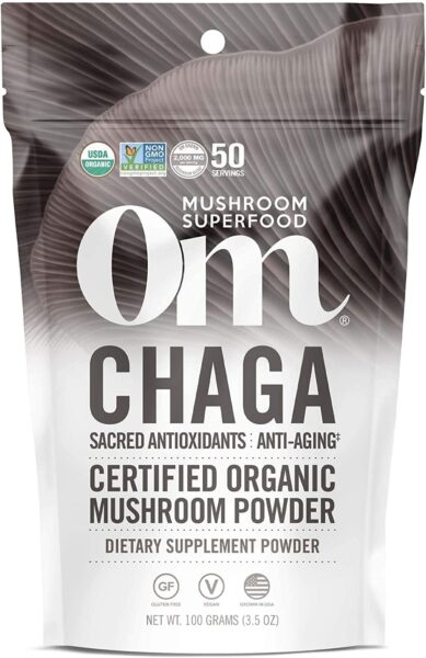 OM Mushroom Superfood Chaga Organic Mushroom Powder, 7.05 Ounce Pouch, 100 Servings, US Grown, Sacred Antioxidants & Immune Support, Superfood Mushroom Supplement