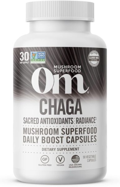 OM Mushroom Superfood Chaga Organic Mushroom Powder, 7.05 Ounce Pouch, 100 Servings, US Grown, Sacred Antioxidants & Immune Support, Superfood Mushroom Supplement