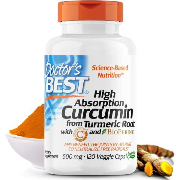 Doctor’s Best DRB-00107 High Absorption Curcumin From Turmeric Root with C3 Complex & BioPerine 500mg (120 Capsules)