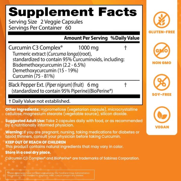 Doctor’s Best DRB-00107 High Absorption Curcumin From Turmeric Root with C3 Complex & BioPerine 500mg (120 Capsules)