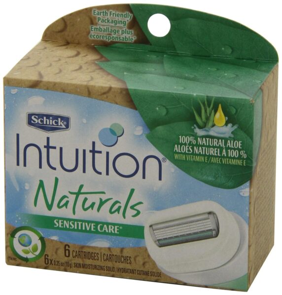 Schick Intuition Refill, Razors for Women Sensitive Skin | Intuition Razor Blades Refill with Organic Aloe, Razor Refills , 6 Count (Pack of 1)