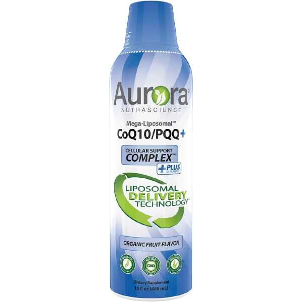 Aurora Nutrascience, Mega-Liposomal CoQ10/PQQ+ Vitamin C, Gluten Free, Non-GMO, Sugar Free, Organic Fruit Flavor, 16 fl oz (480 mL)