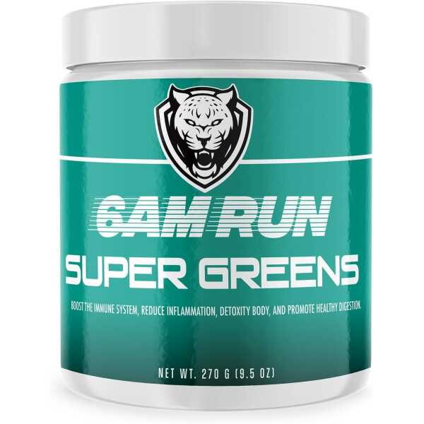 6AM Run | Super Greens Powder | Superfood Powder | Dietary Supplement | Vegetable Powder | Powder Drink Mix | Nutrient Dense Powder | Plant Based | Organic Greens Powder