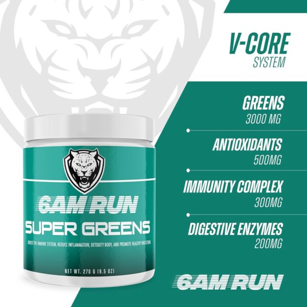 6AM Run | Super Greens Powder | Superfood Powder | Dietary Supplement | Vegetable Powder | Powder Drink Mix | Nutrient Dense Powder | Plant Based | Organic Greens Powder