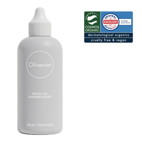 Wash all barrier relief 6.76fl.oz / 200ml Certified Organic low ph cleanser for sensitive, itchy, dry skin. Super moist, Deep clean, Vegan, No irritation, Healthy skin barrier