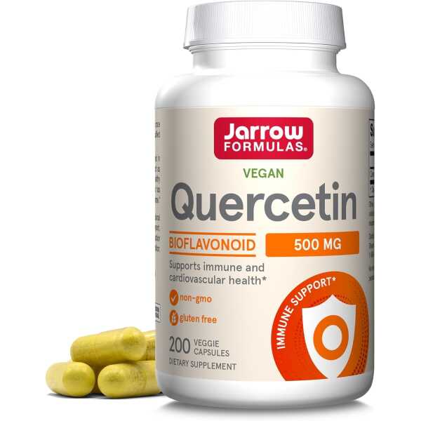 Jarrow Formulas Quercetin 500 mg, Dietary Supplement, Antioxidant Support for Cardiovascular and Immune Health, 200 Veggie Capsules, 200 Day Supply