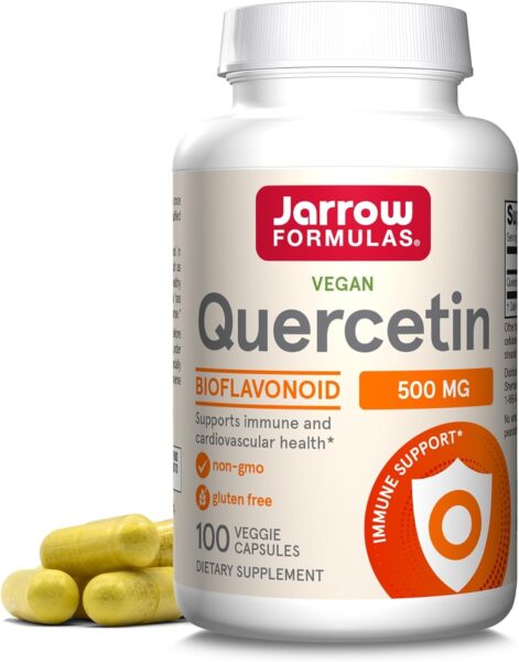 Jarrow Formulas Quercetin 500 mg, Dietary Supplement, Antioxidant Support for Cardiovascular and Immune Health, 200 Veggie Capsules, 200 Day Supply