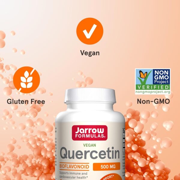 Jarrow Formulas Quercetin 500 mg, Dietary Supplement, Antioxidant Support for Cardiovascular and Immune Health, 200 Veggie Capsules, 200 Day Supply