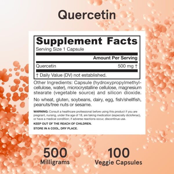 Jarrow Formulas Quercetin 500 mg, Dietary Supplement, Antioxidant Support for Cardiovascular and Immune Health, 200 Veggie Capsules, 200 Day Supply