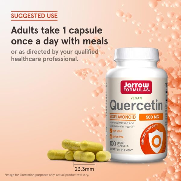 Jarrow Formulas Quercetin 500 mg, Dietary Supplement, Antioxidant Support for Cardiovascular and Immune Health, 200 Veggie Capsules, 200 Day Supply