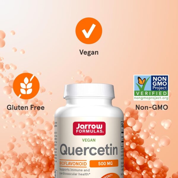 Jarrow Formulas Quercetin 500 mg, Dietary Supplement, Antioxidant Support for Cardiovascular and Immune Health, 200 Veggie Capsules, 200 Day Supply