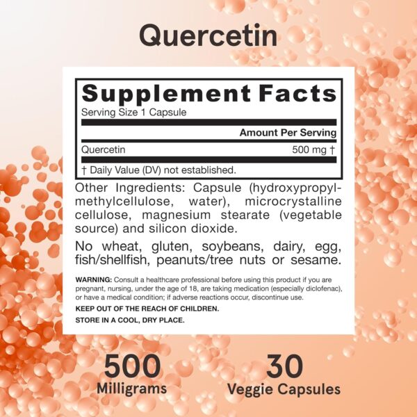 Jarrow Formulas Quercetin 500 mg, Dietary Supplement, Antioxidant Support for Cardiovascular and Immune Health, 200 Veggie Capsules, 200 Day Supply