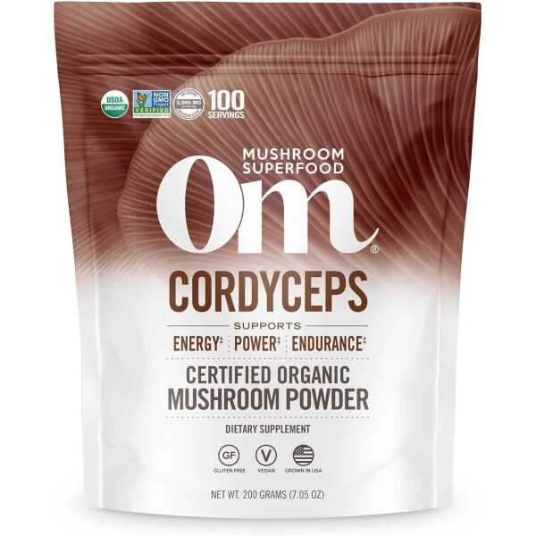 Om Organic Mushroom Superfood Powder, Cordyceps, 100 Servings, Energy and Endurance Support Supplement, 7.05 Ounce (Pack of 1)