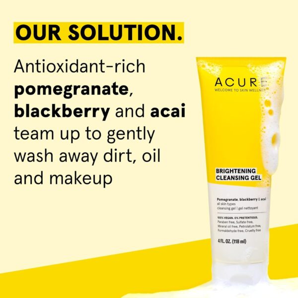 Acure Brightening Starter Kit – Cleansing Gel, Facial Scrub, Day Cream, and Vitamin C & Ferulic Acid Serum – All Skin Types – Softens, Detoxifies and Cleanses For Natural Glowing Skin