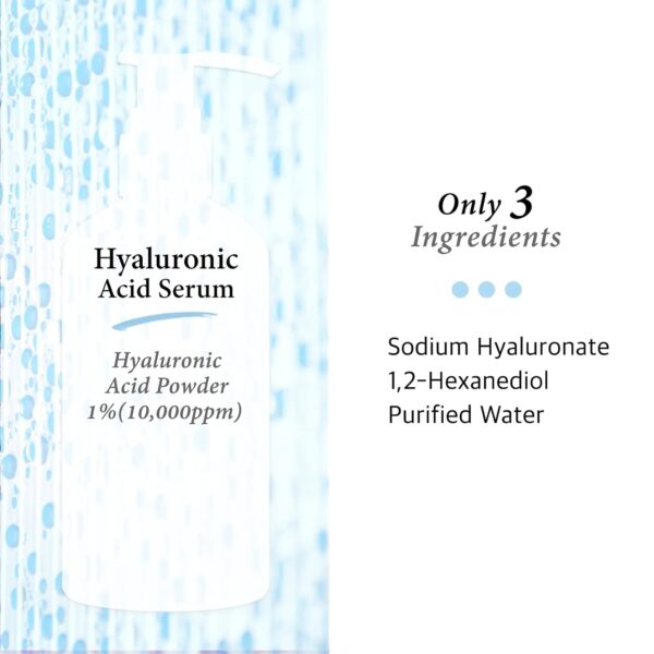 Pure Hyaluronic Acid 1% Powder Serum for Face 10,000ppm – Fine Line + Intense Hydration + facial moisturizer + Visibly Plumped Skin 8 Fl Oz