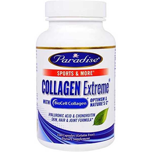 Paradise Herbs Collagen Extreme with Biocell Collagen, Hylauronic Acid and Nature’s C, for Healthy Hair, Skin, and Joints, 60 Capsules